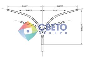 Кронштейн К-4 от завода изготовителя Светорезерв - предназначен для 4-х светодиодных светильников уличного освещения